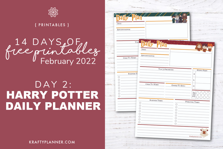 DAY 2: Free Printable Harry Potter Daily Planning Page — Krafty Planner