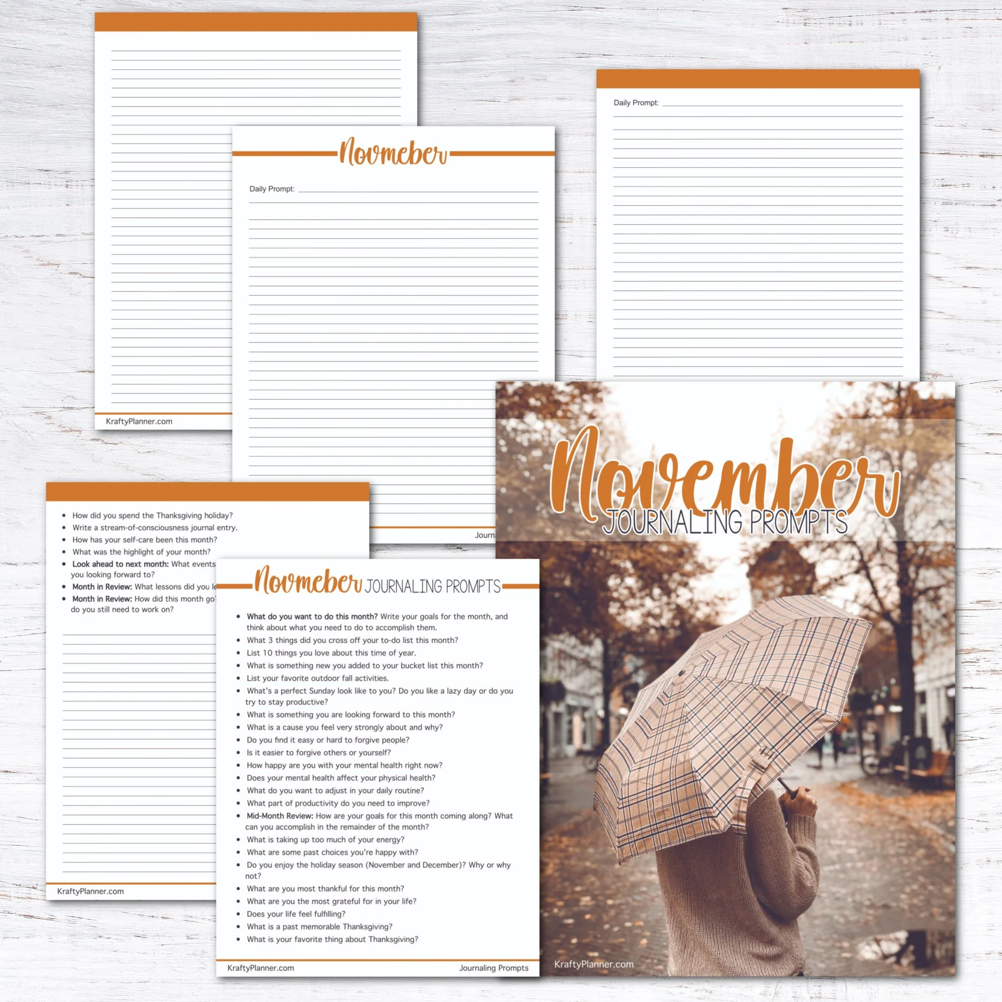 Daily Journaling Prompts and Printables for November 2022 — Krafty Planner