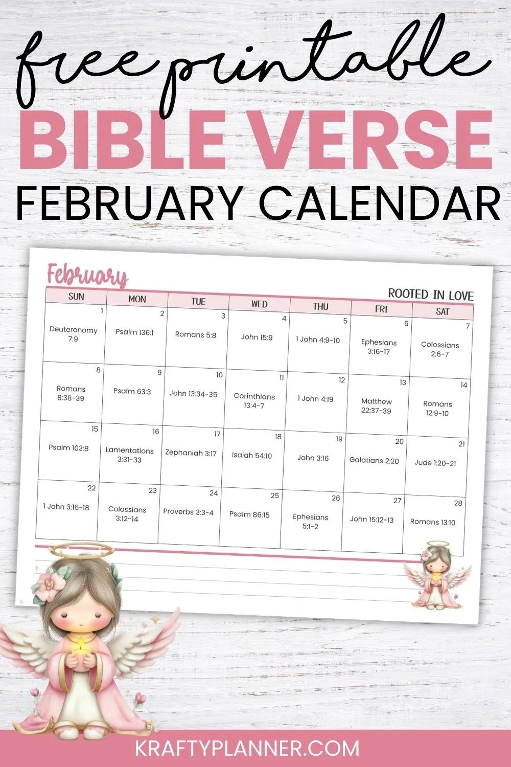 February Bible Verse Printable Calendar: Rooted in Love