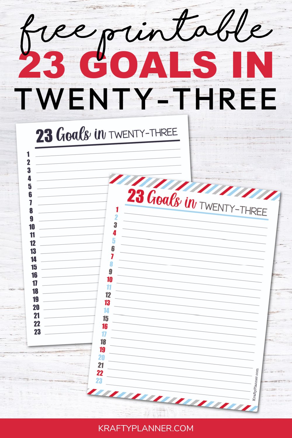 23 Goals in 2023 Free Printable — Krafty Planner