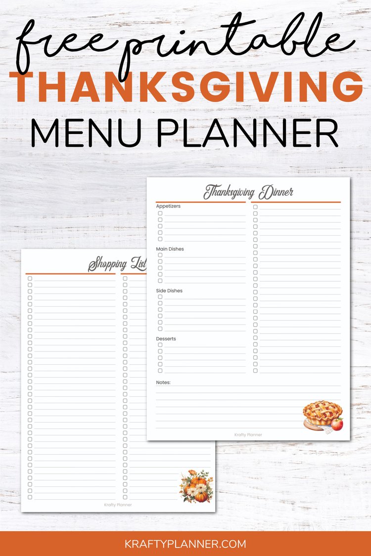 Free Printable Thanksgiving Menu Planner and Shopping List — Krafty Planner