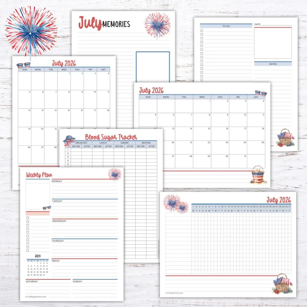 Free July 2026 Printable Patriotic Planner Pages