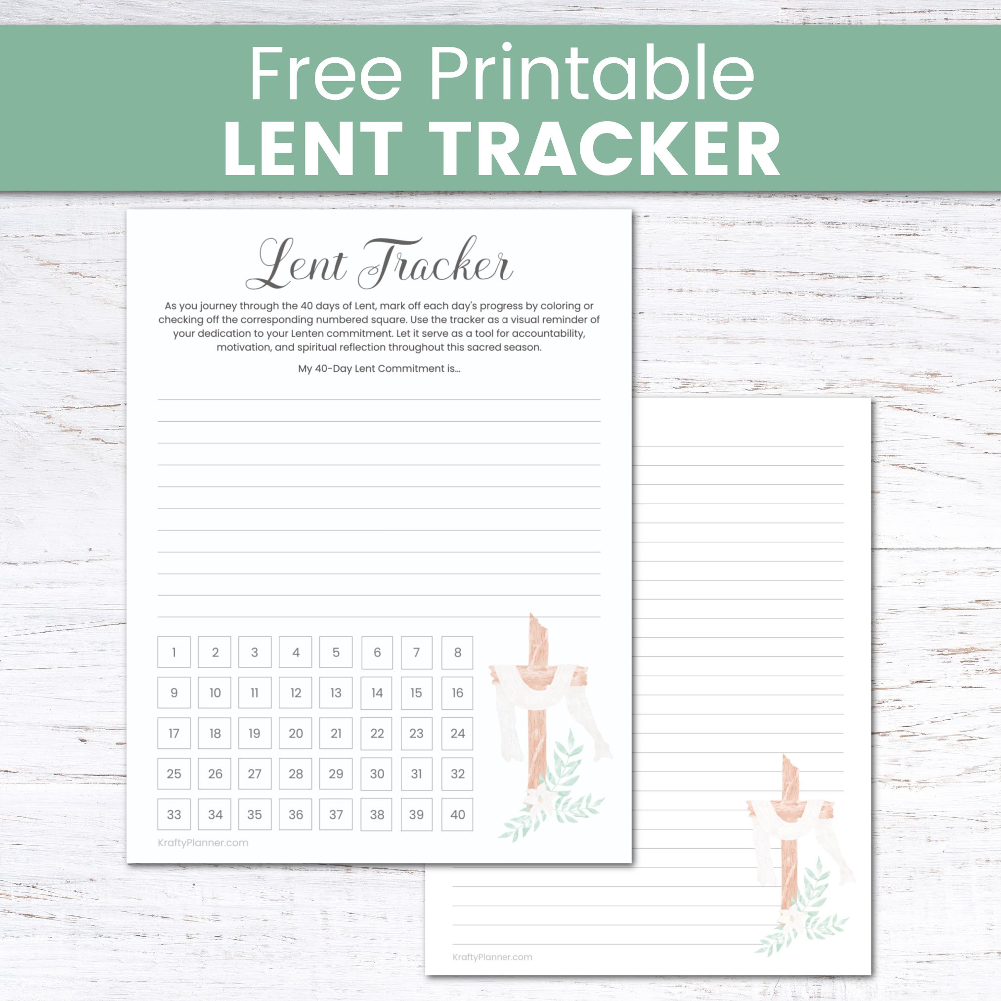 Free Printable Lent Tracker and Journal Page