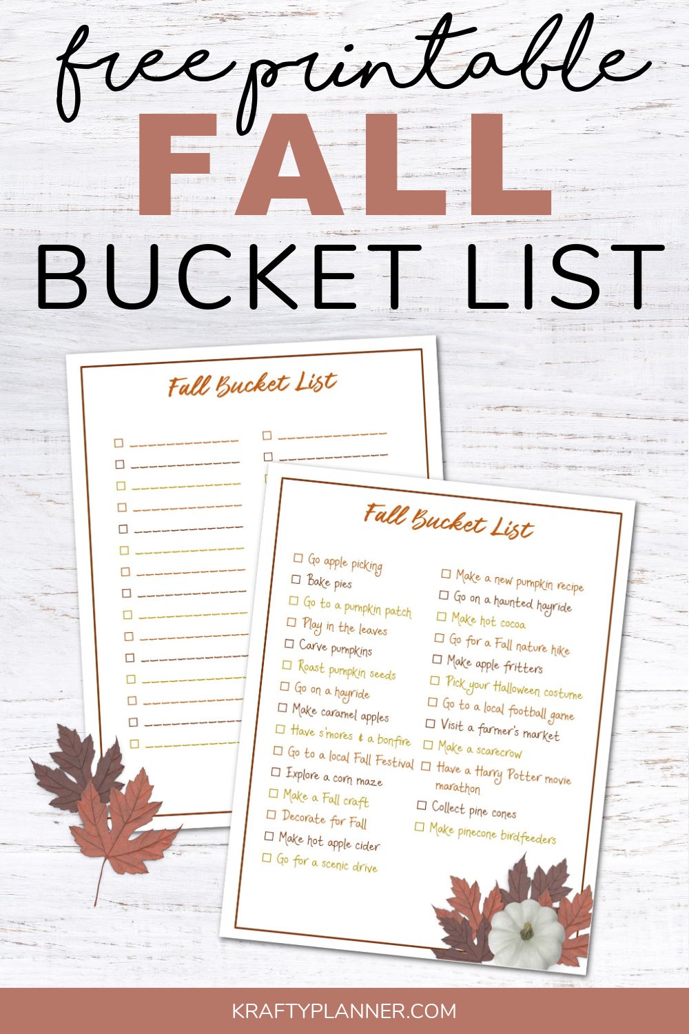 Free Printable Fall Bucket List
