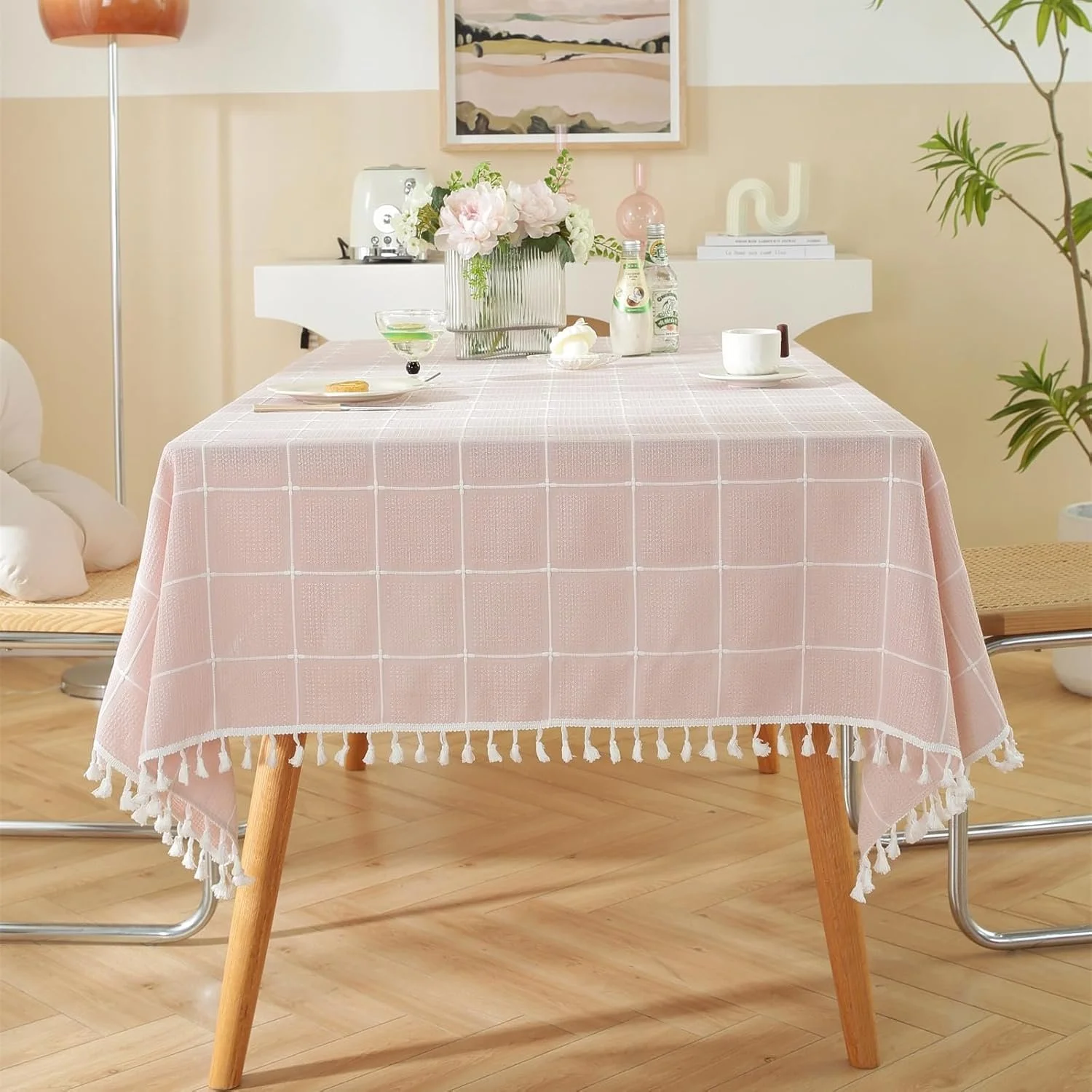 Rustic Plaid Cotton Linen Tablecloth