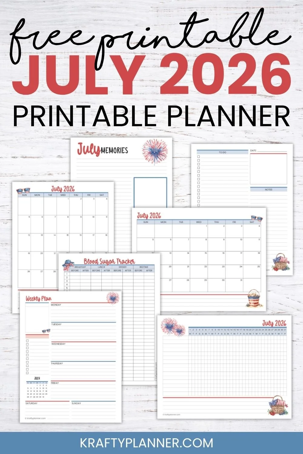 Free July 2026 Printable Patriotic Planner Pages
