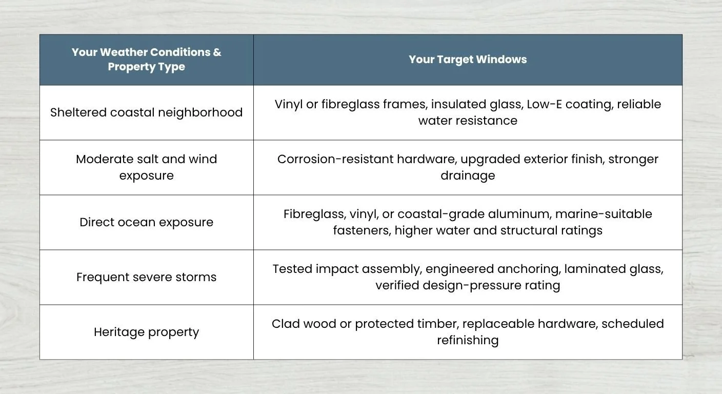 Match the window package to exposure and budgetThe Best Replacement Windows for Coastal Homes