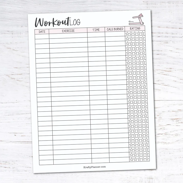 Free Printable Workout Tracker — Krafty Planner