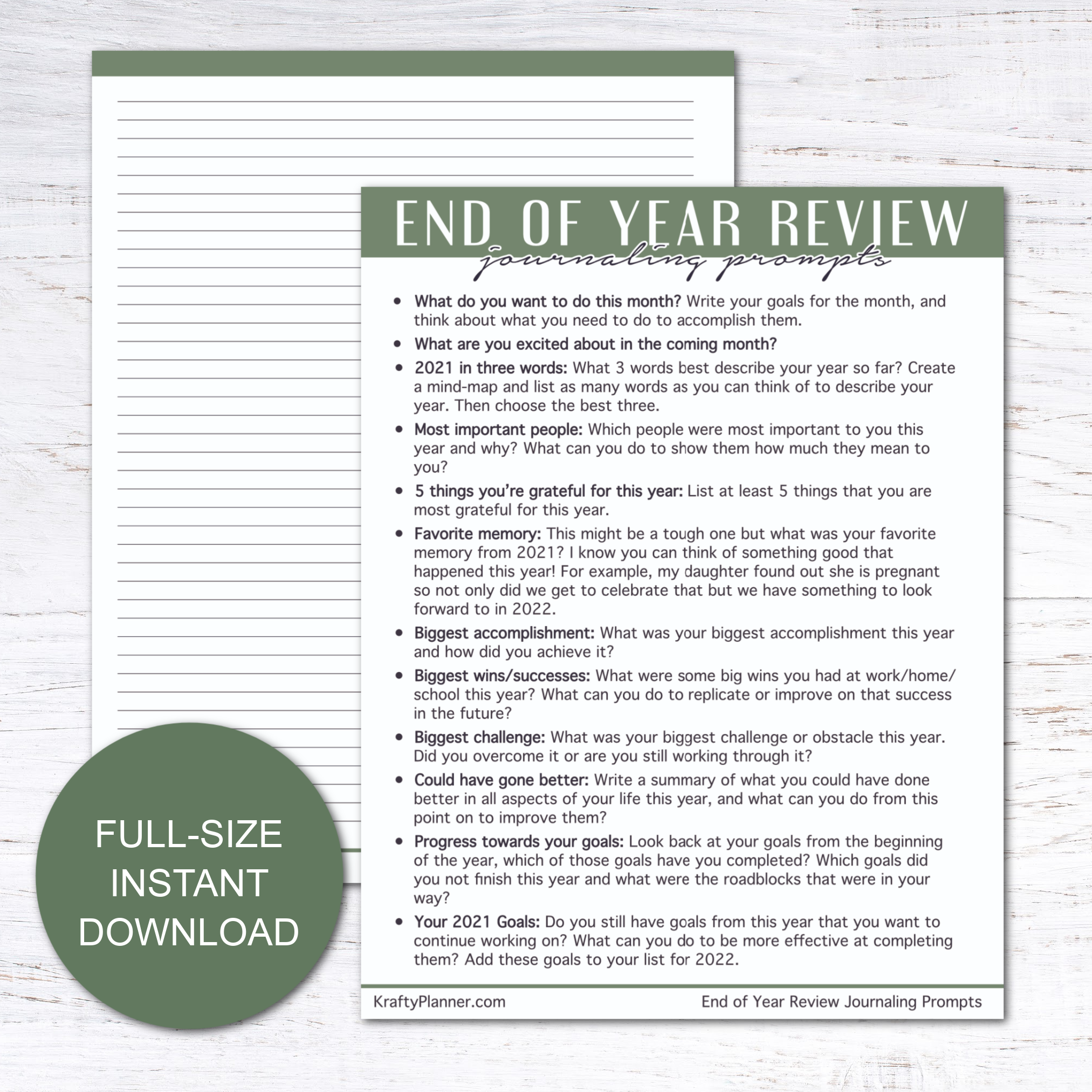 End of Year Review 2021 Journaling Prompts