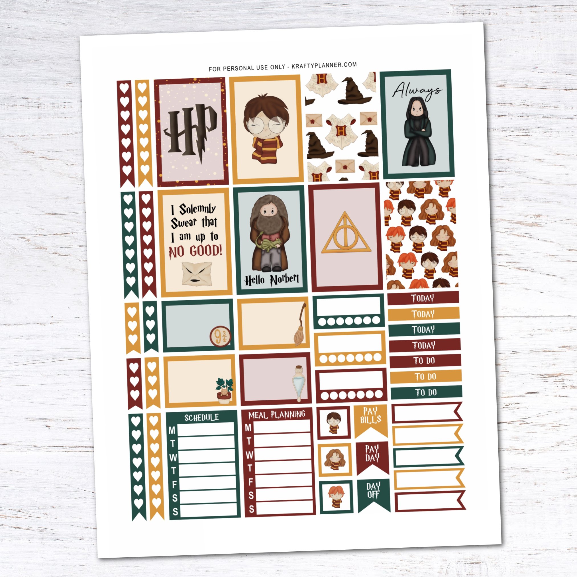 DAY 7: Free Printable Harry Potter Printable Planner Stickers