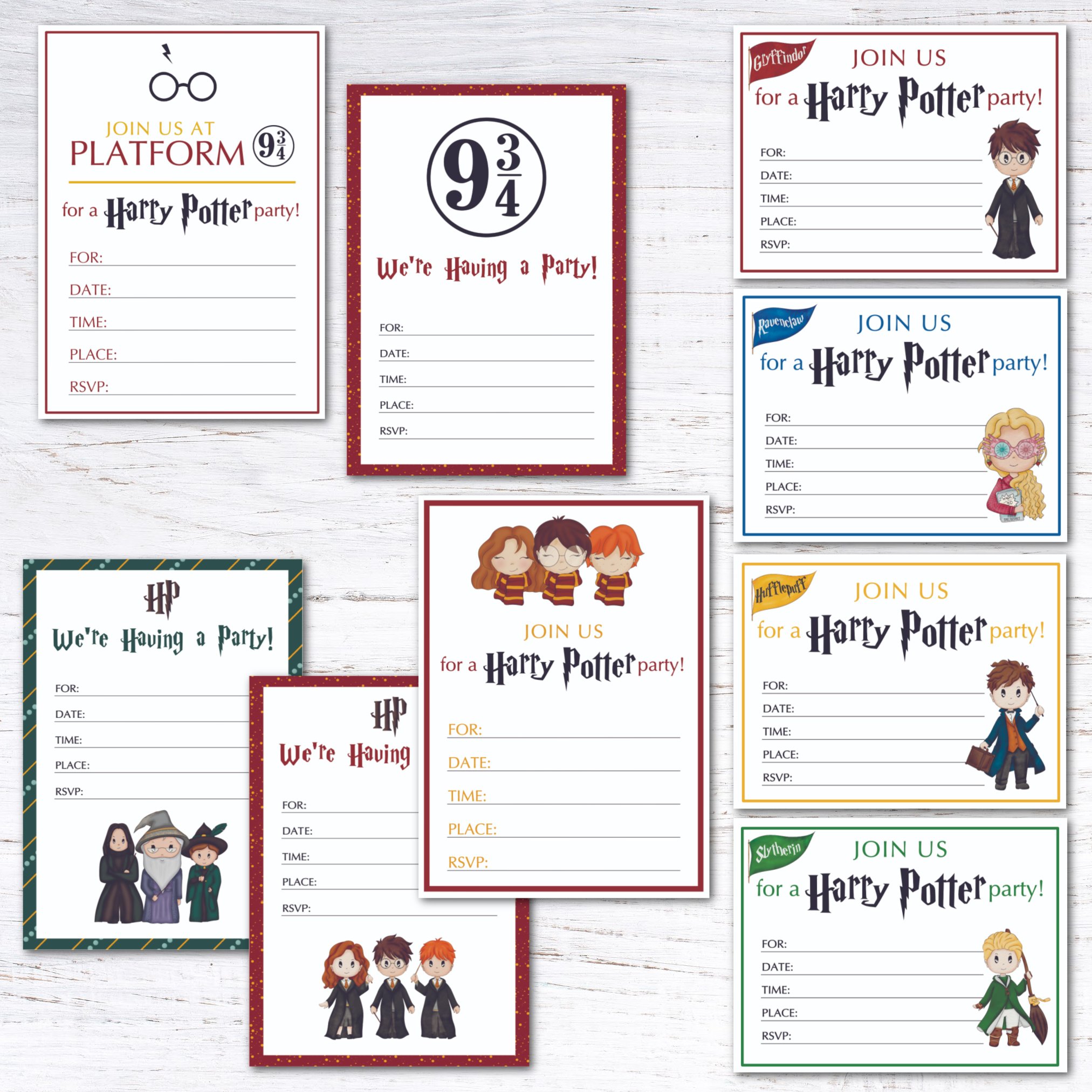 Free Printable Harry Potter Themed Party Invitations