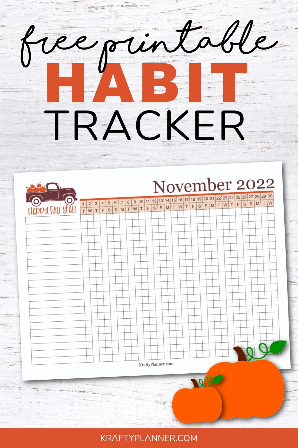 Free Printable November Habit Tracker — Krafty Planner