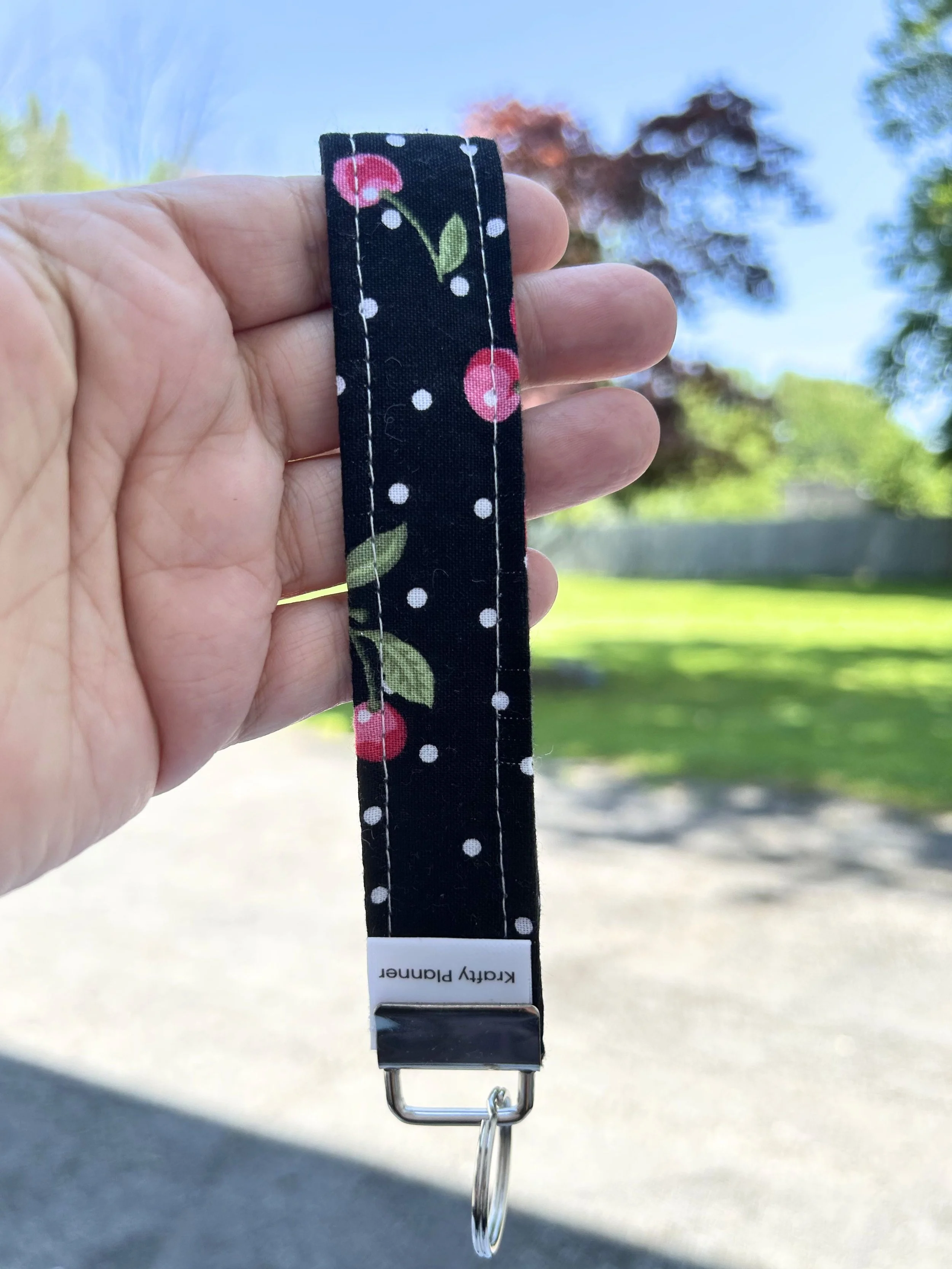 Black Cherry Wristlet | Handmade Fabric Strap