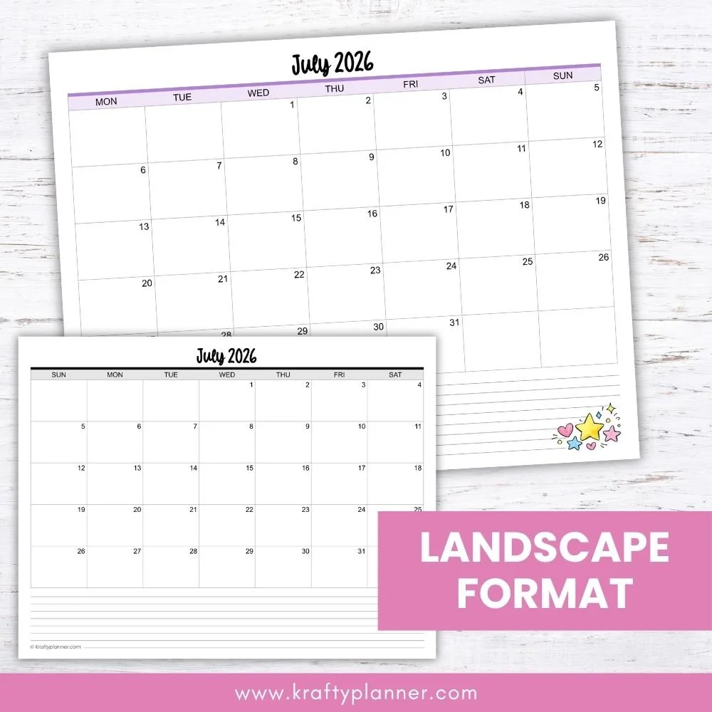 Free Printable 2026–2027 Academic Calendars (Landscape)