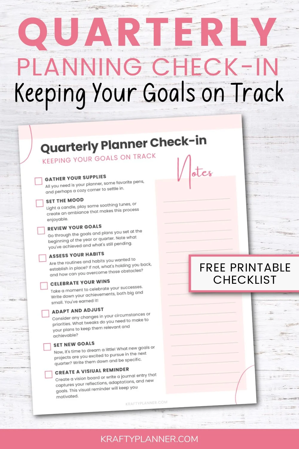 Check Off Goals Quarterly Planner Check-In: Keeping Your Goals on Track — Krafty Planner