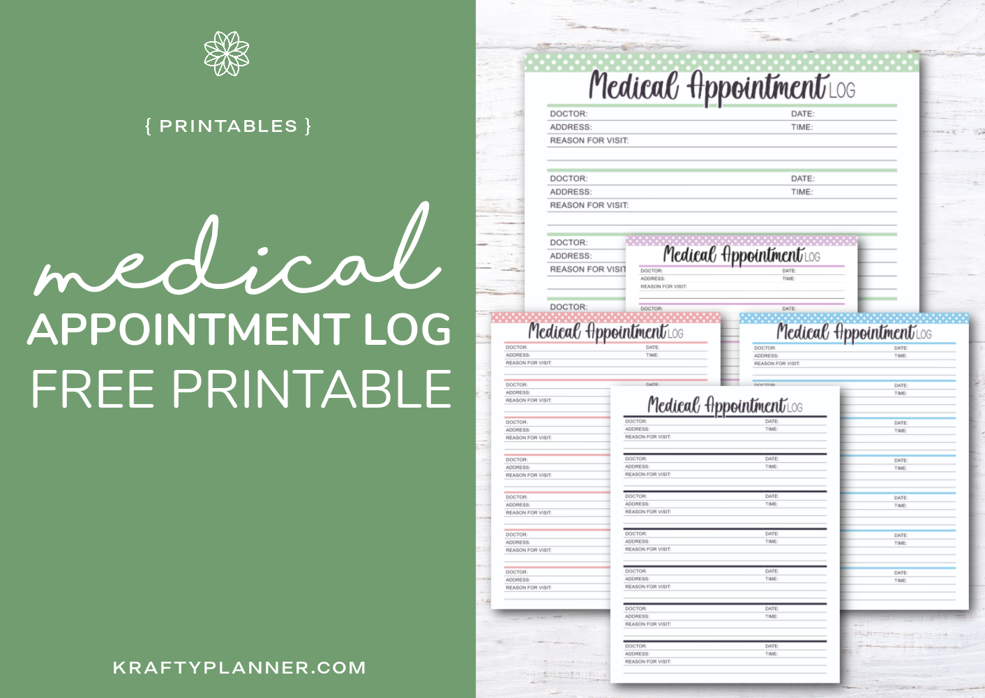 Medical Appointment Log Free Printable
