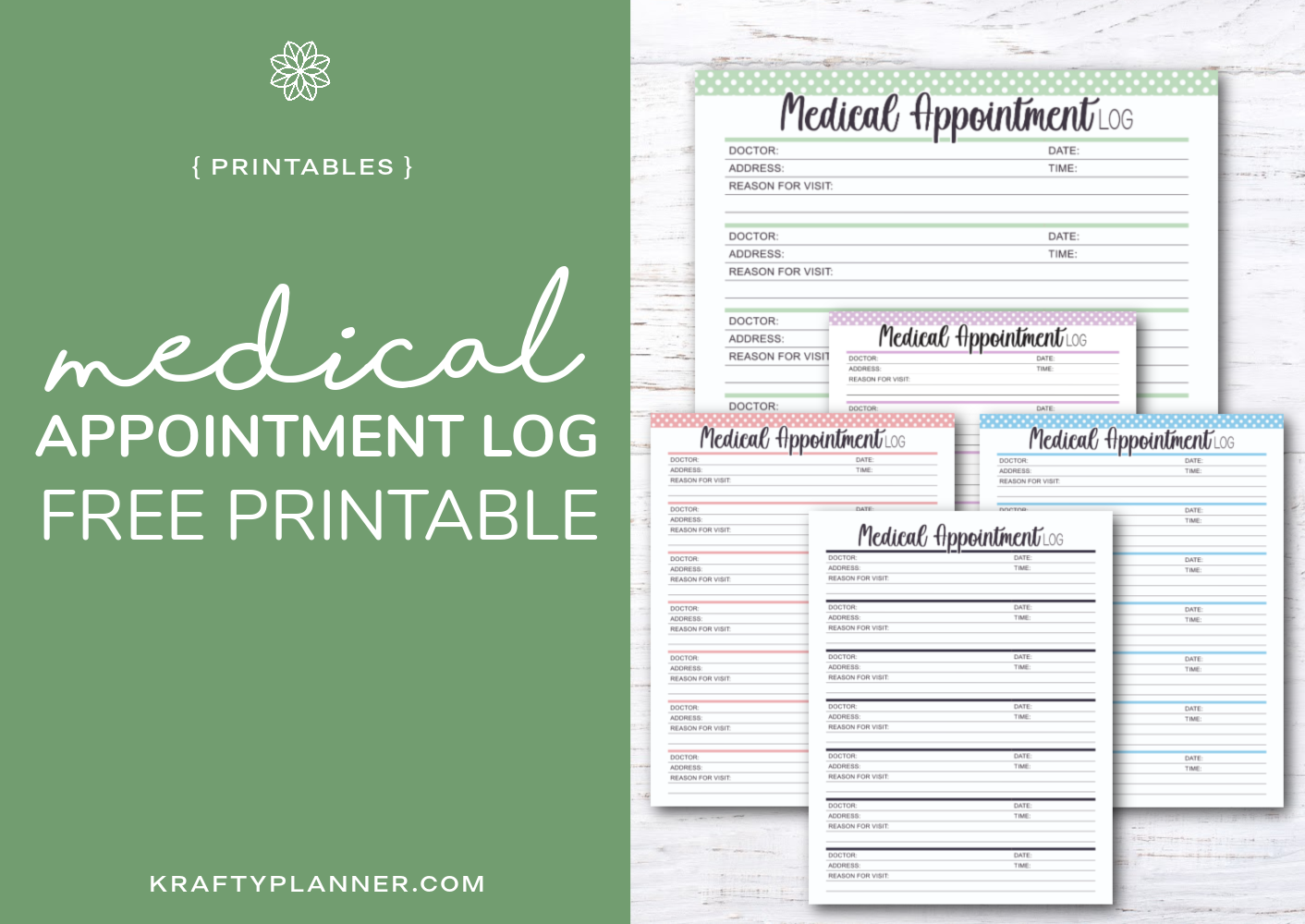 Medical Appointment Log Free Printable (Day 8) — Krafty Planner