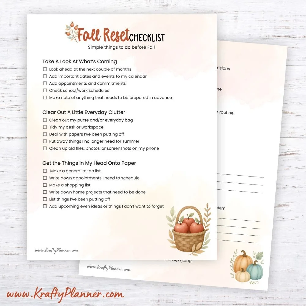 Free Printable: Simple Fall Reset Checklist to Get Organized