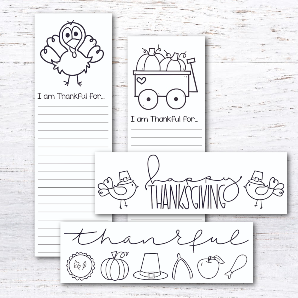 Printable Thanksgiving Coloring Bookmarks