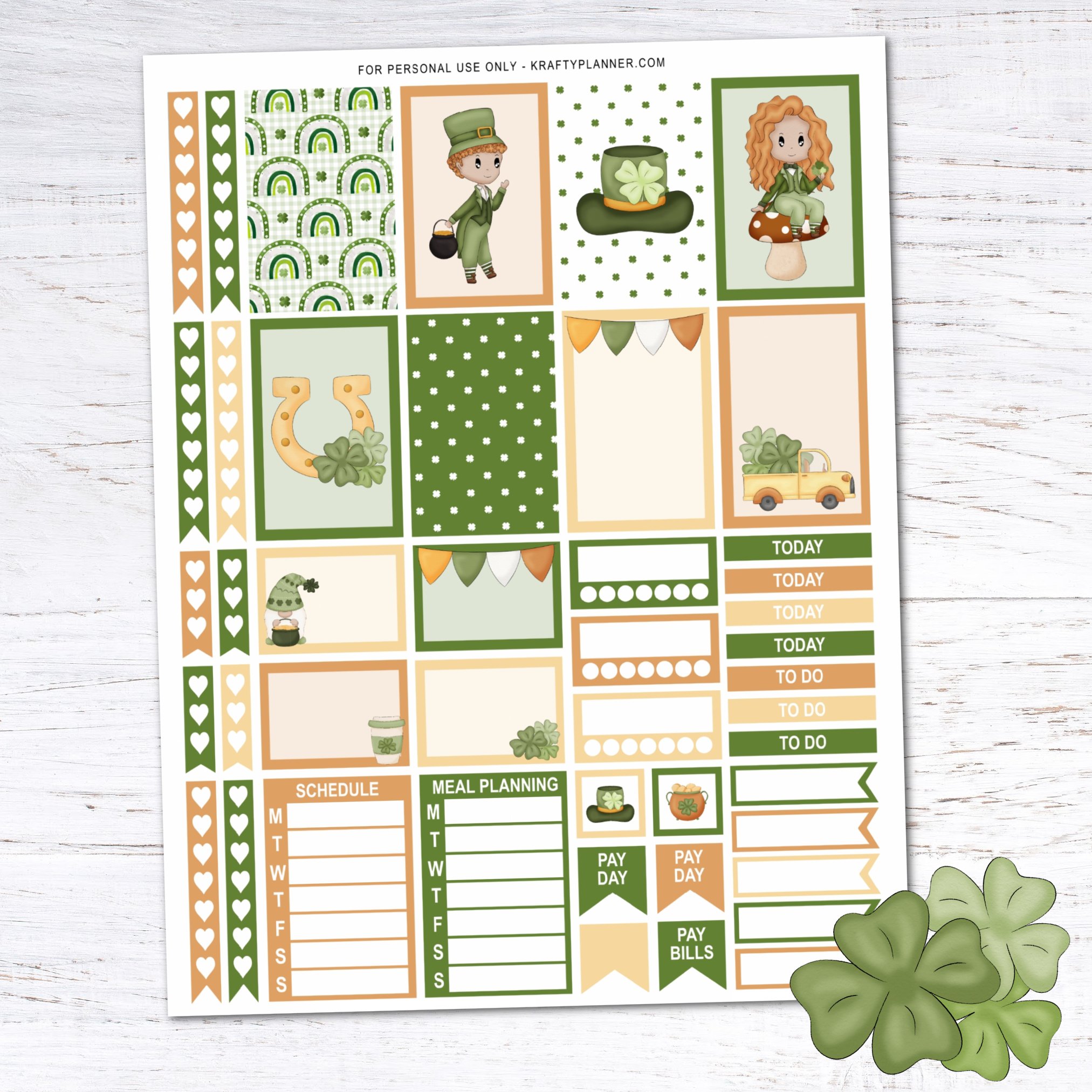 Free Printable St. Patricks Day Planner Stickers