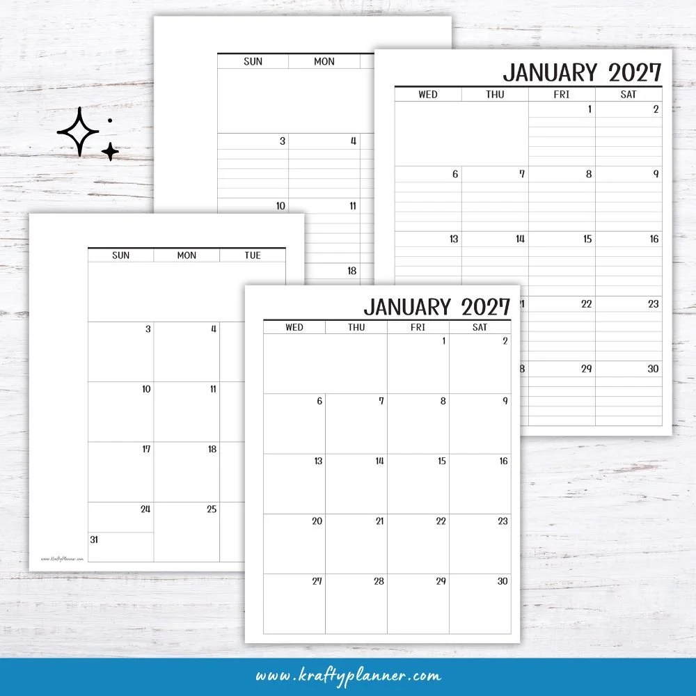 Free Printable 2027 2-Page Monthly Calendar