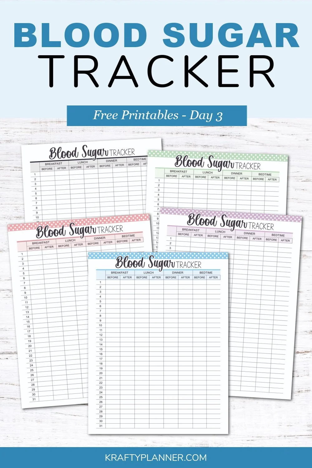 Free Printable Blood Sugar Tracker (Day 3) — Krafty Planner