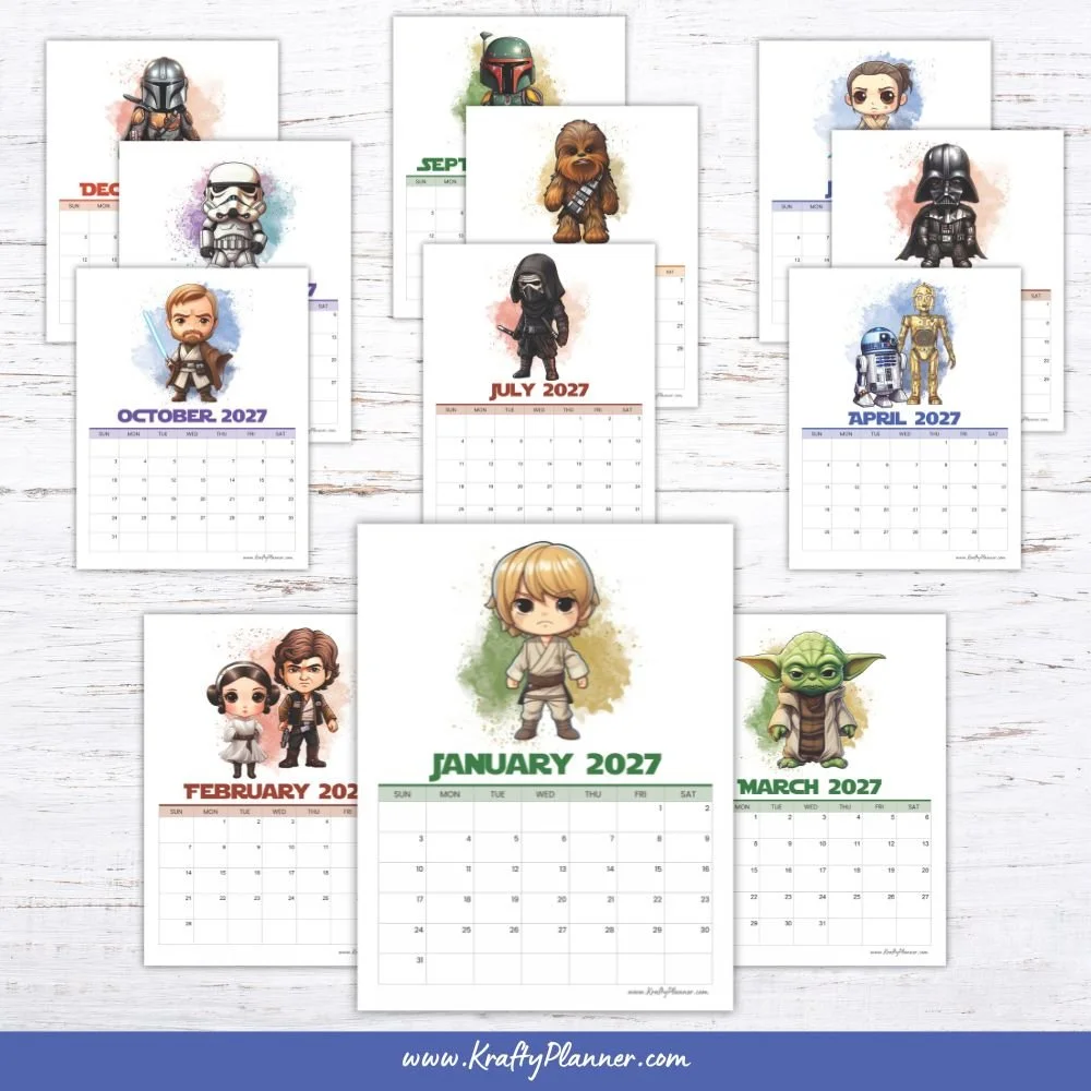 Free Printable 2027 Star Wars Calendar