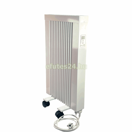Electric oil-filled radiator heater with adjustable thermostat and caster wheels