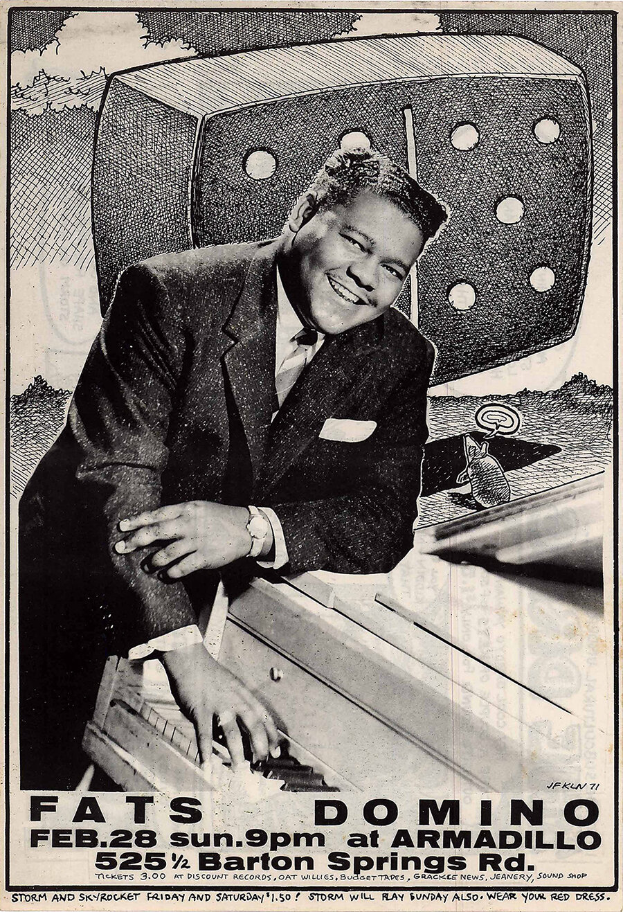 Fats Domino at the Armadillo World Headquarters, February 28, 1971, by Jim Franklin