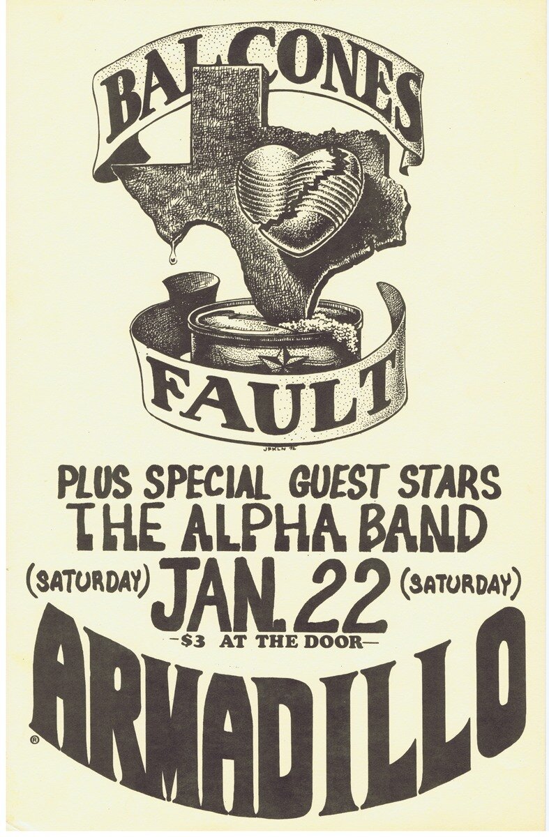 Blacones Fault with The Alpha Band at the Armadillo World Headquarters, January 22, 1972, by Jim Franklin