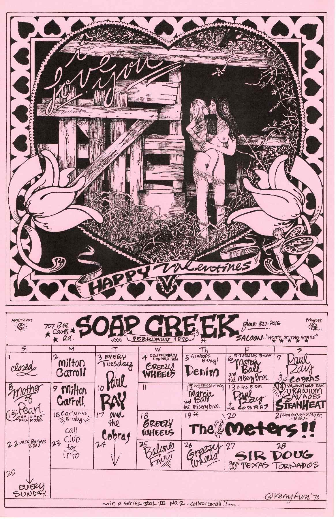 1976.02.February Calendar.Soap Creek Saloon.Pink variant.Awn.JPG