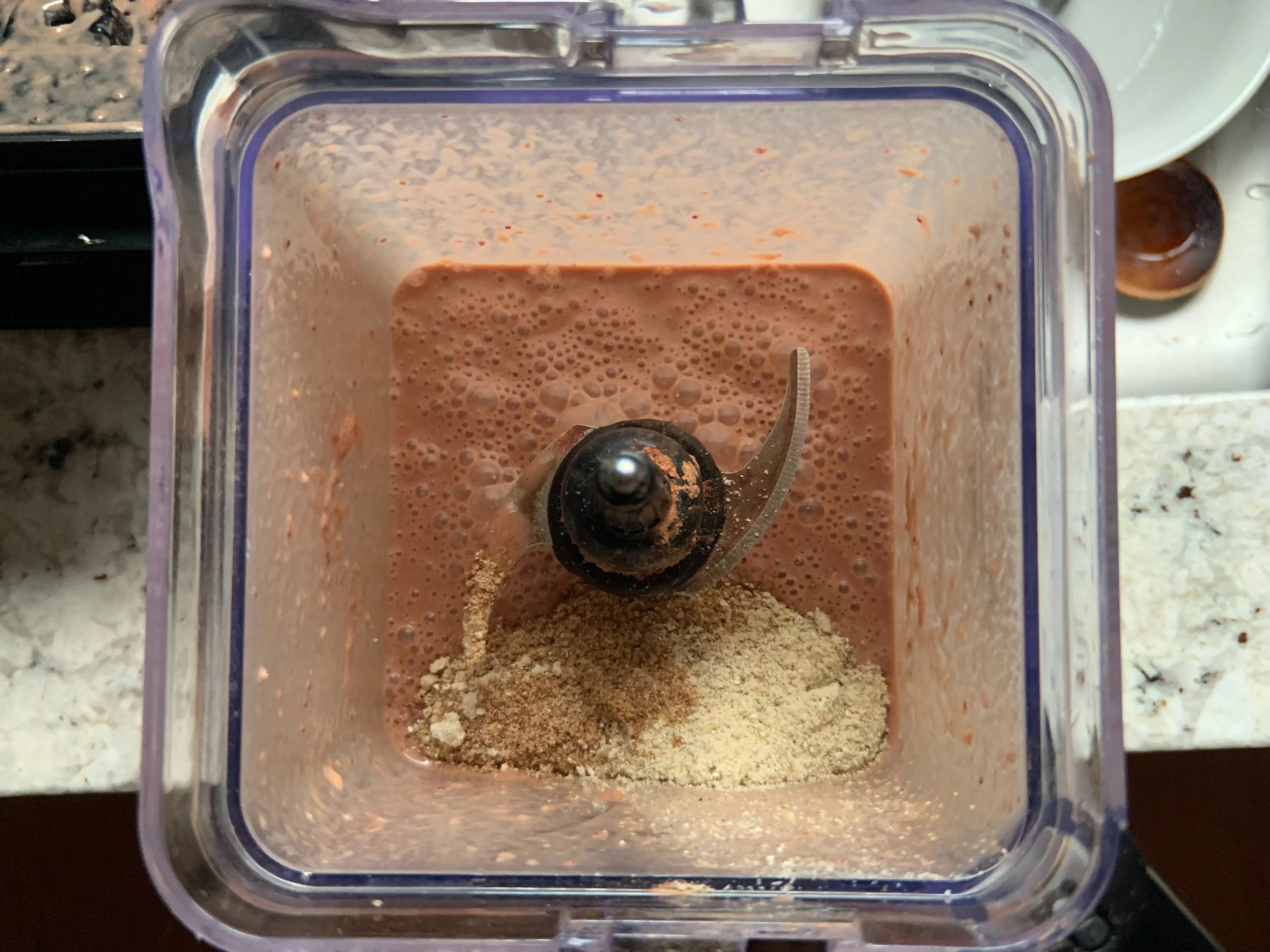 Ground and added to the smoothie