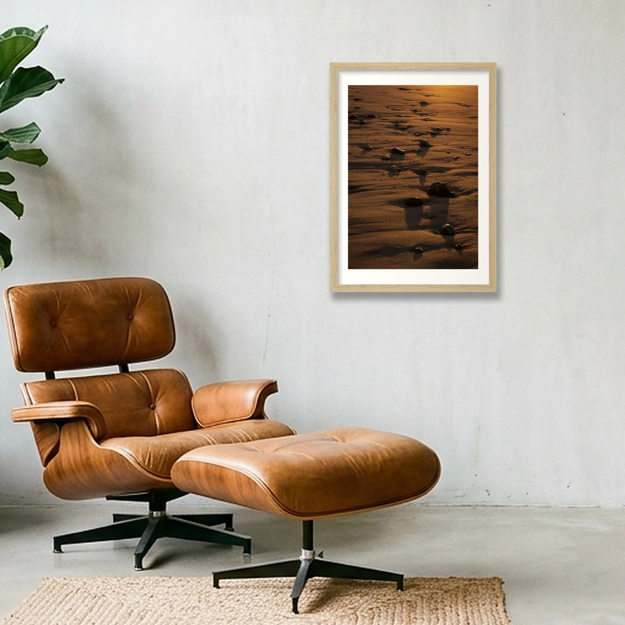 Ocean Textures – Cornwall print framed on a living room wall