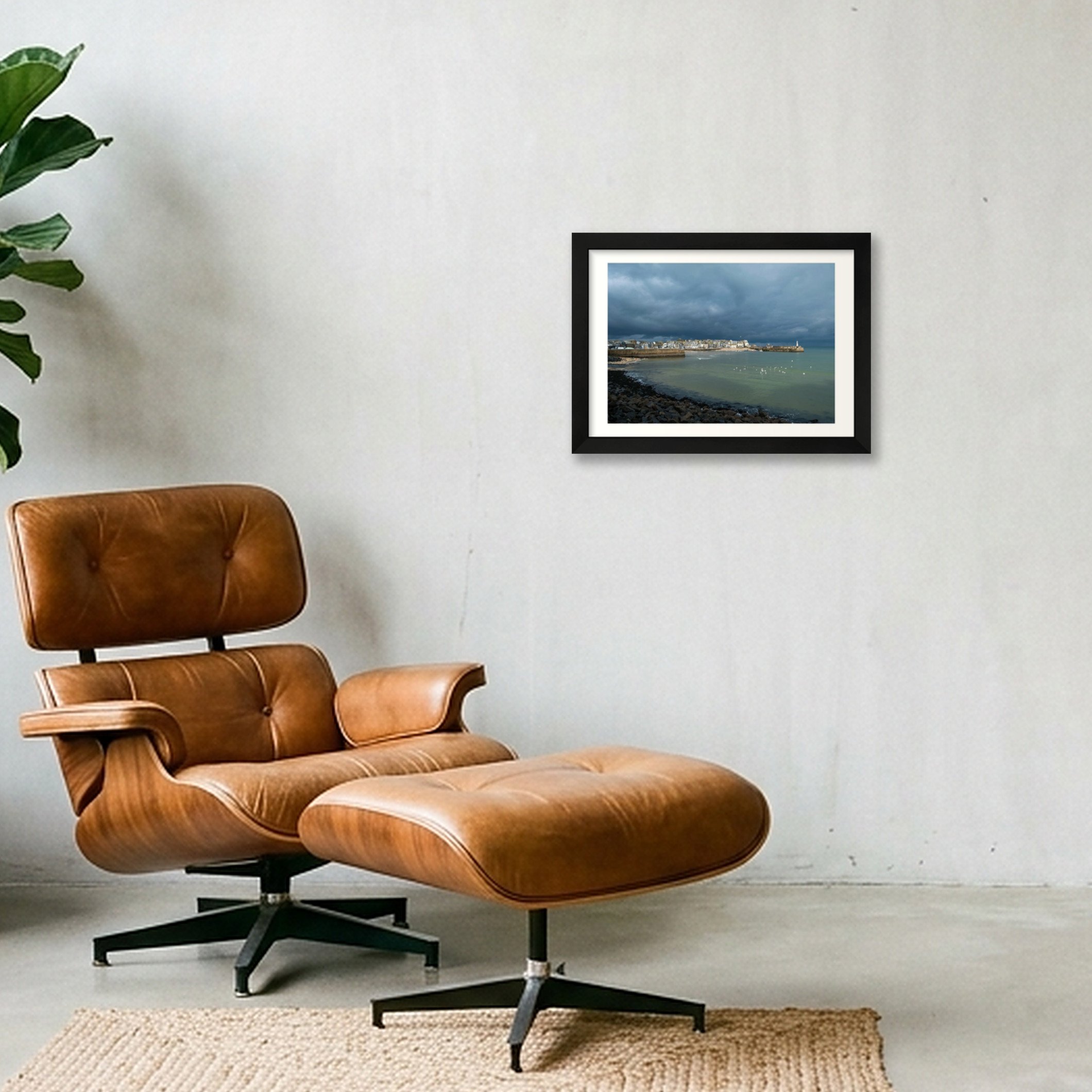 Before the Storm, St Ives – framed Cornwall print on a living room wall