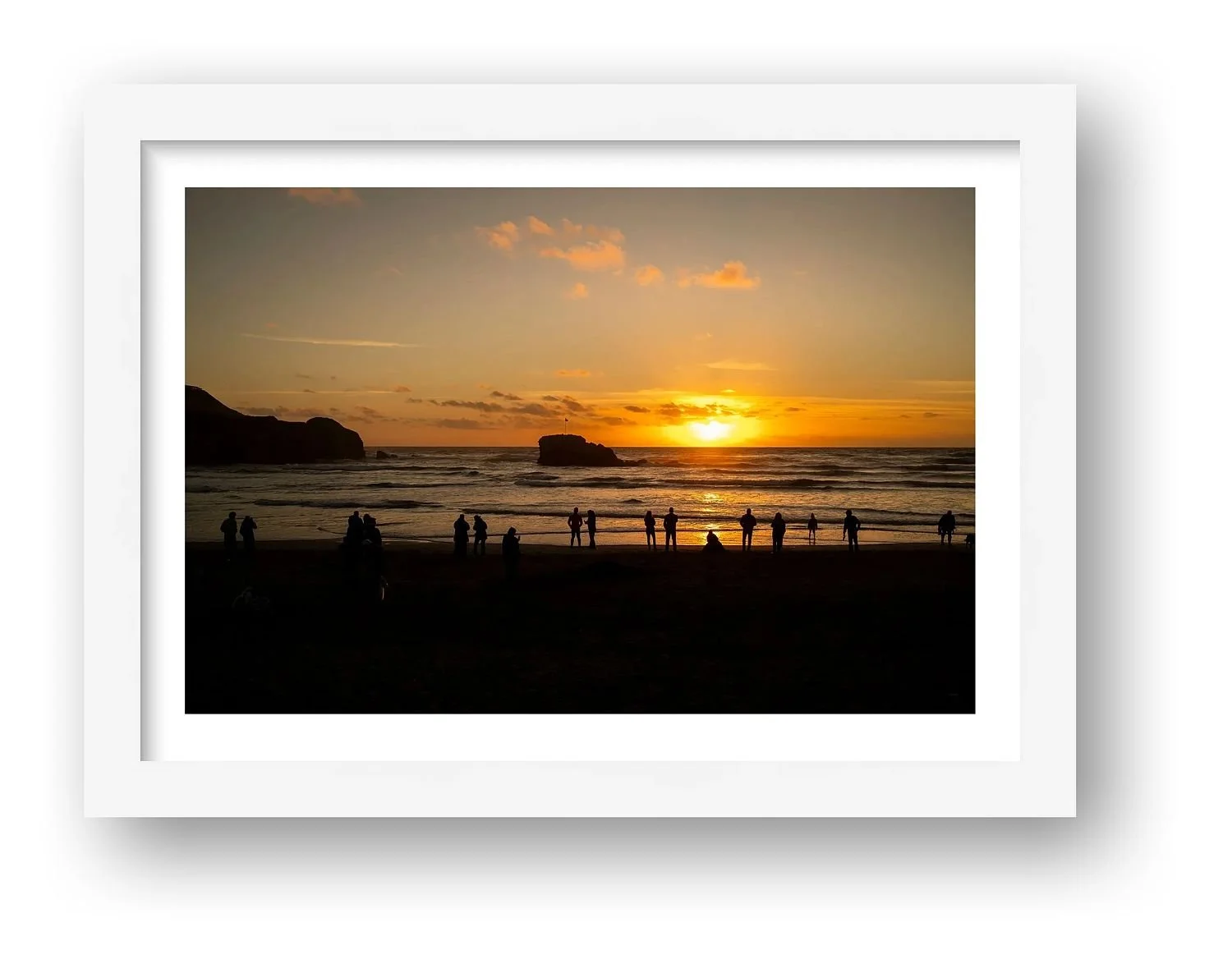 The First Days of Summer, Perranporth – Cornwall print in a white frame
