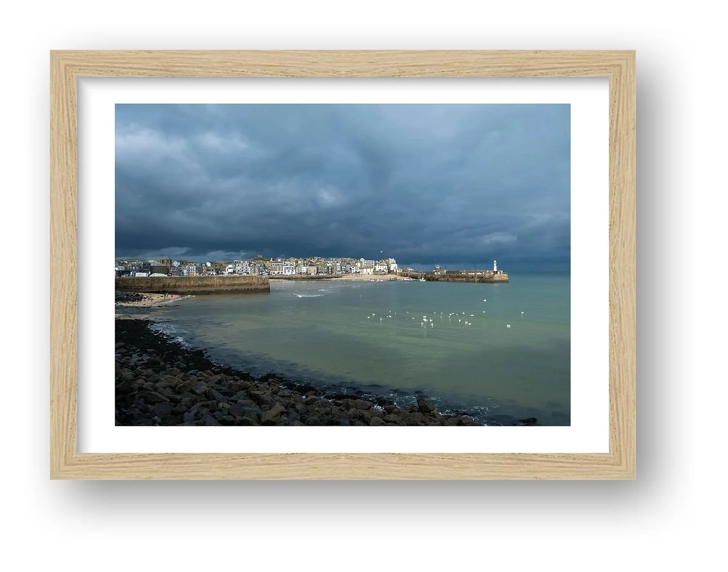 Before the Storm, St Ives – Cornwall print in a natural oak frame