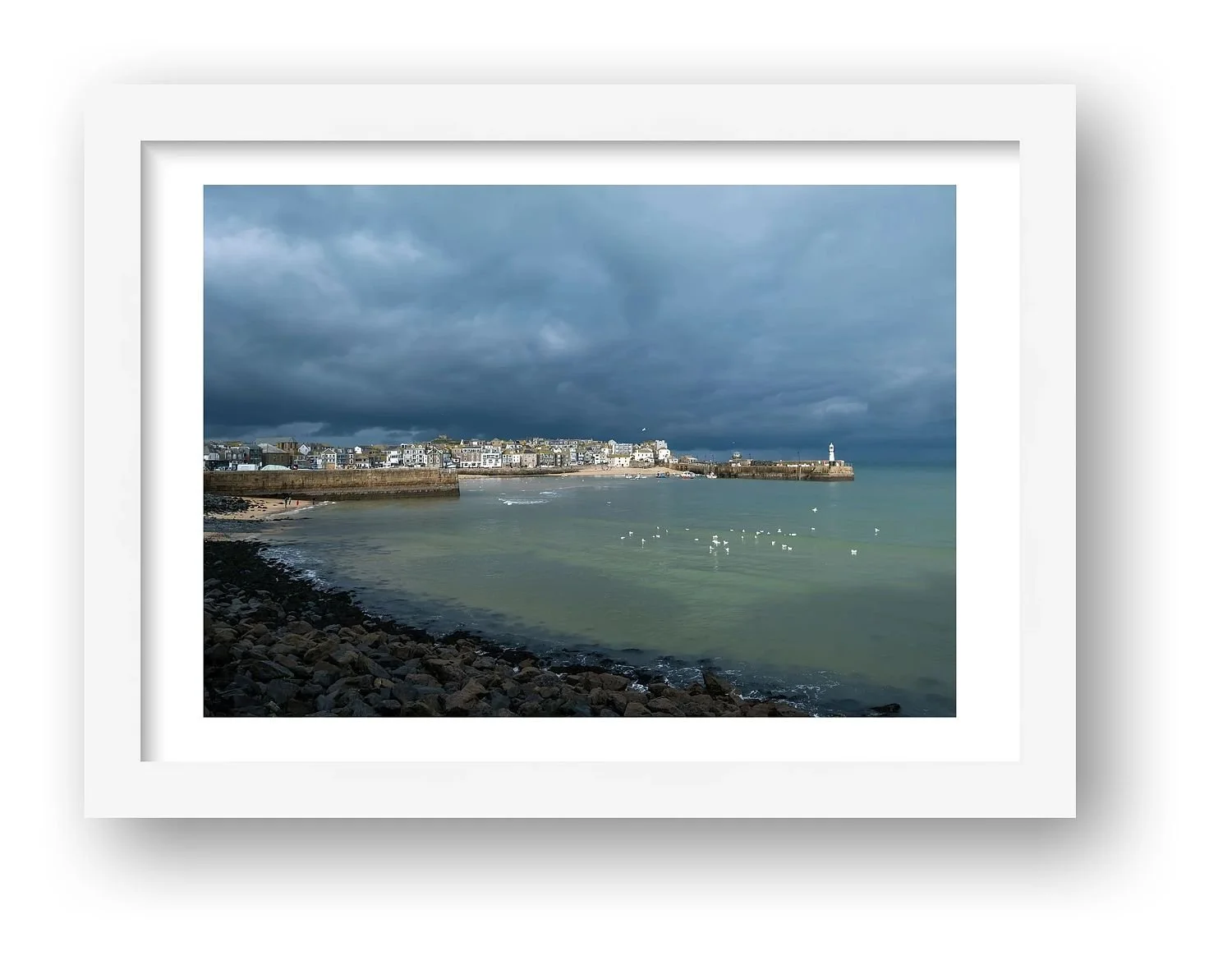 Before the Storm, St Ives – Cornwall print in a white frame
