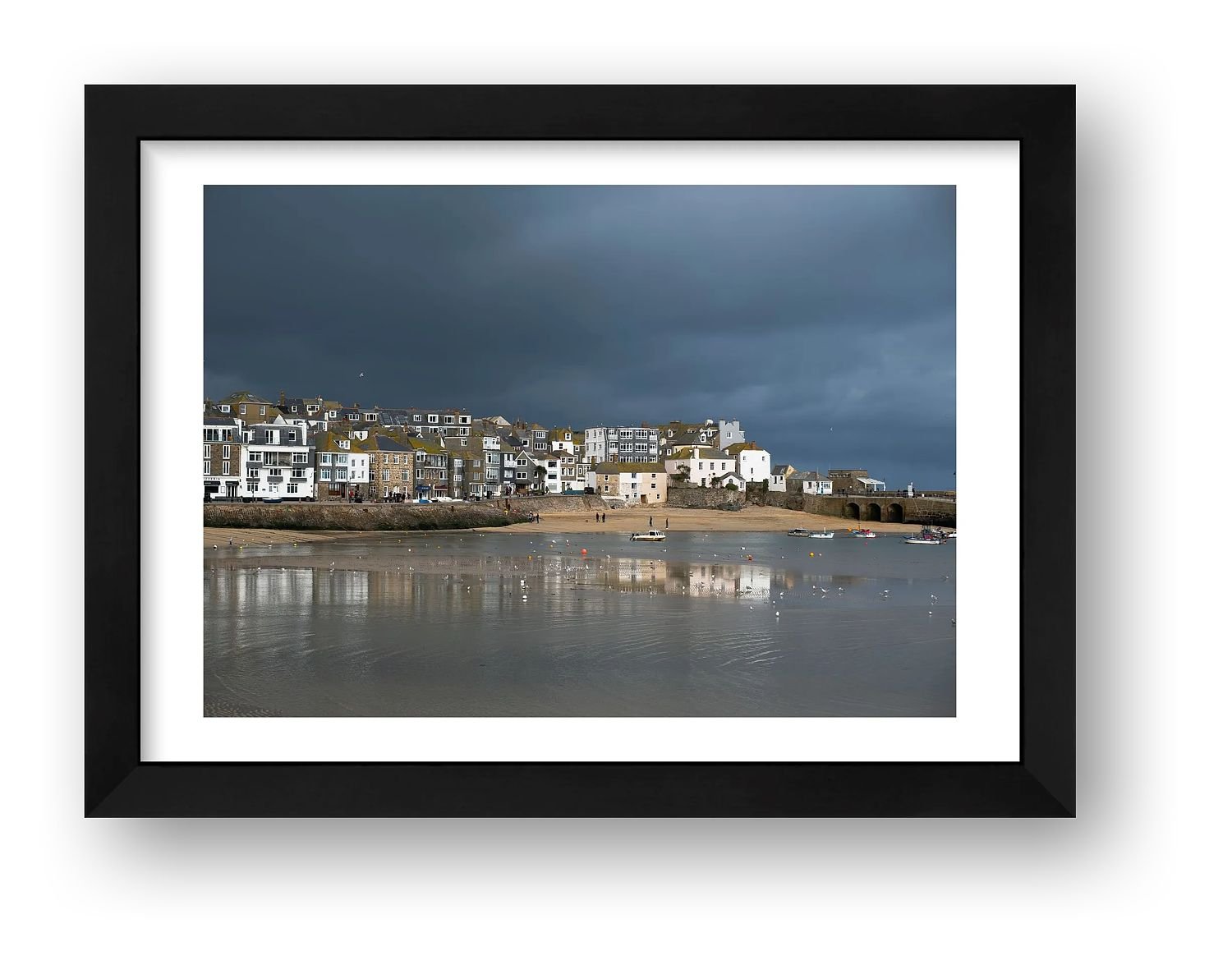 Storm Season, St Ives – Cornwall print in a black frame
