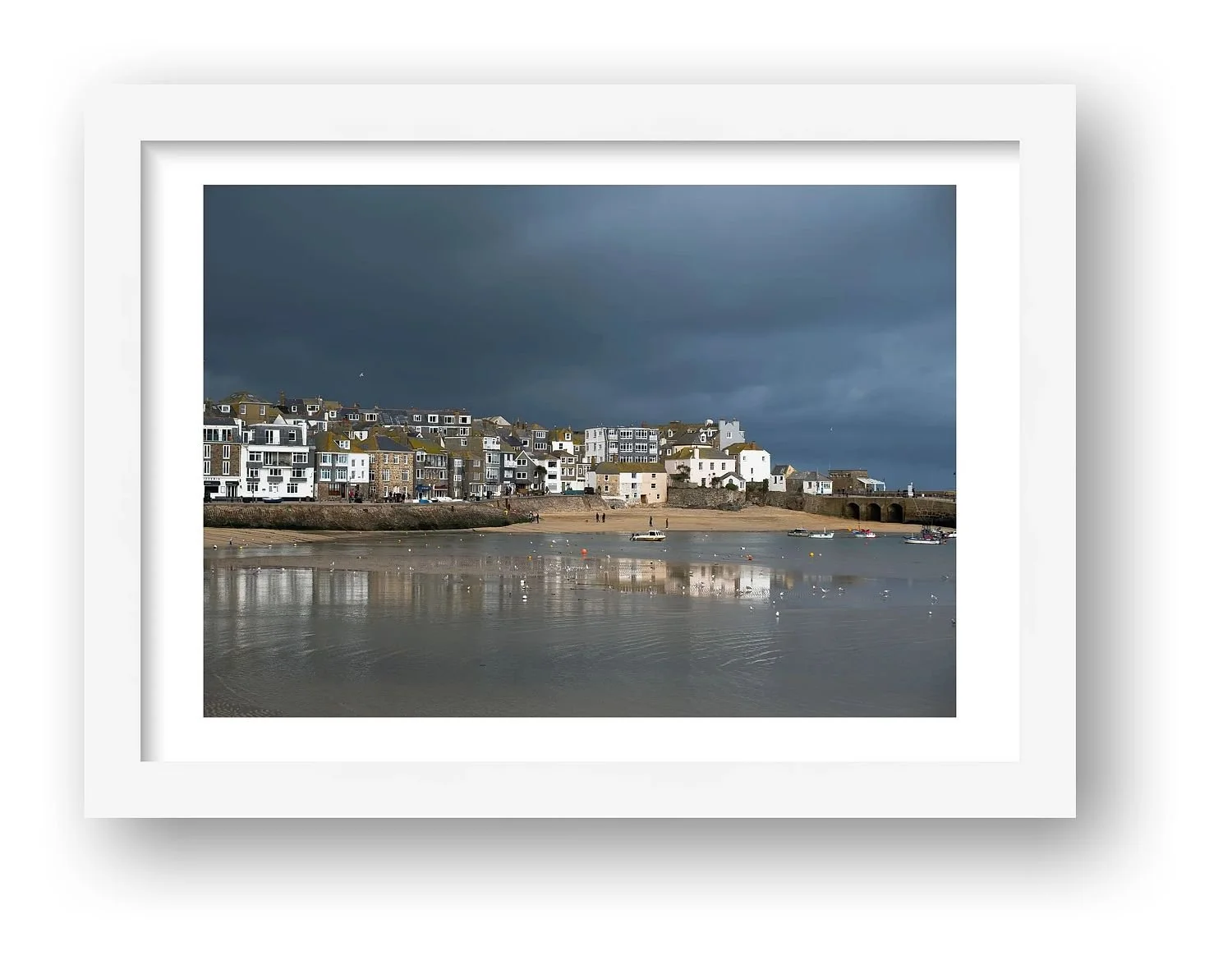 Storm Season, St Ives – Cornwall print in a white frame