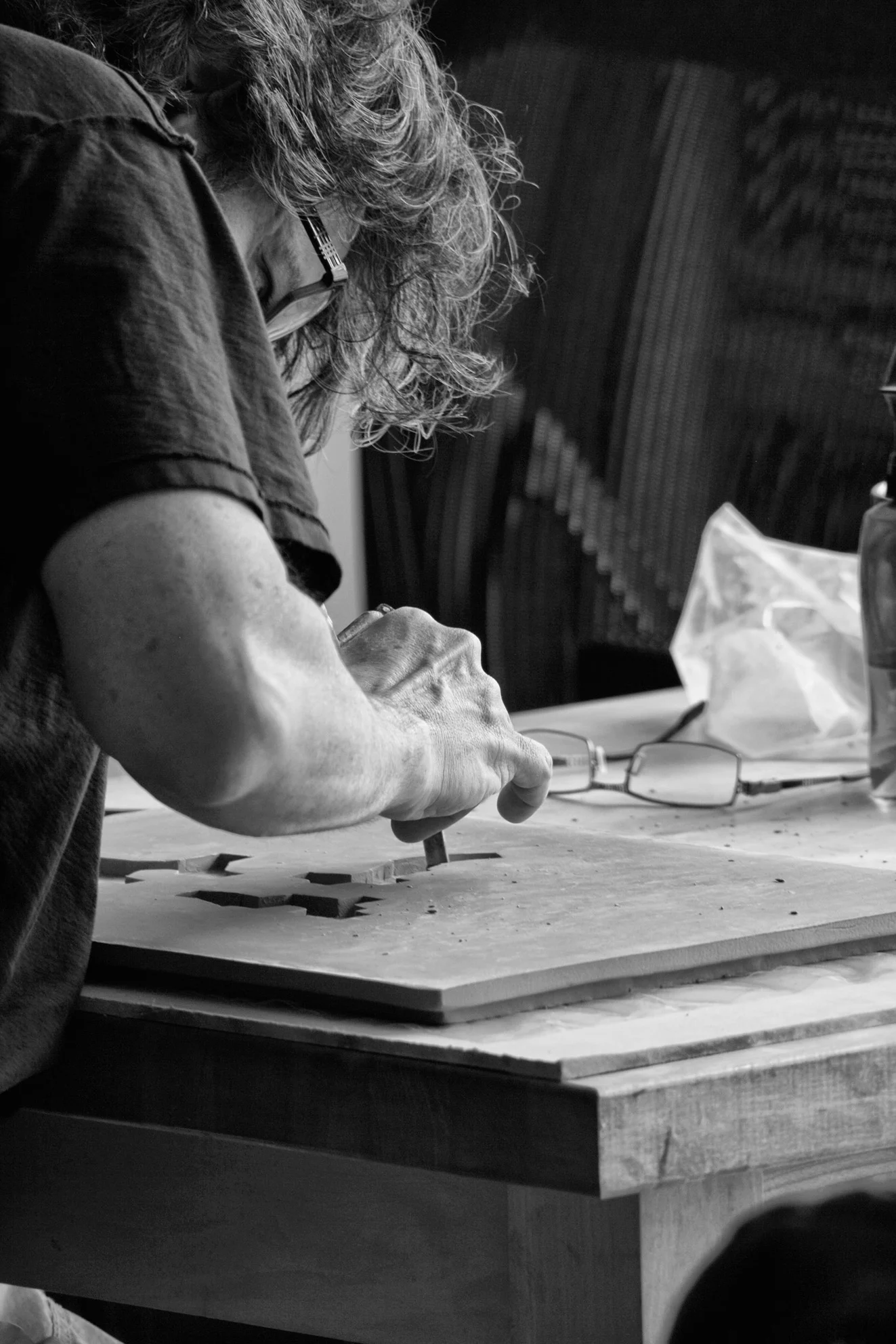 JORGE YÁZPIK, portrait, at his studio-workshop