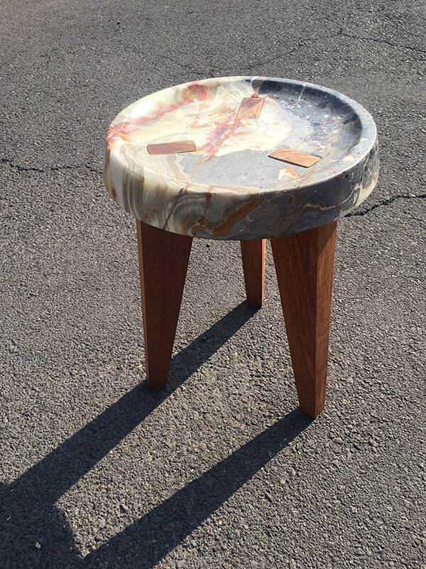 BUTTON stool, grey-yellow Onyx