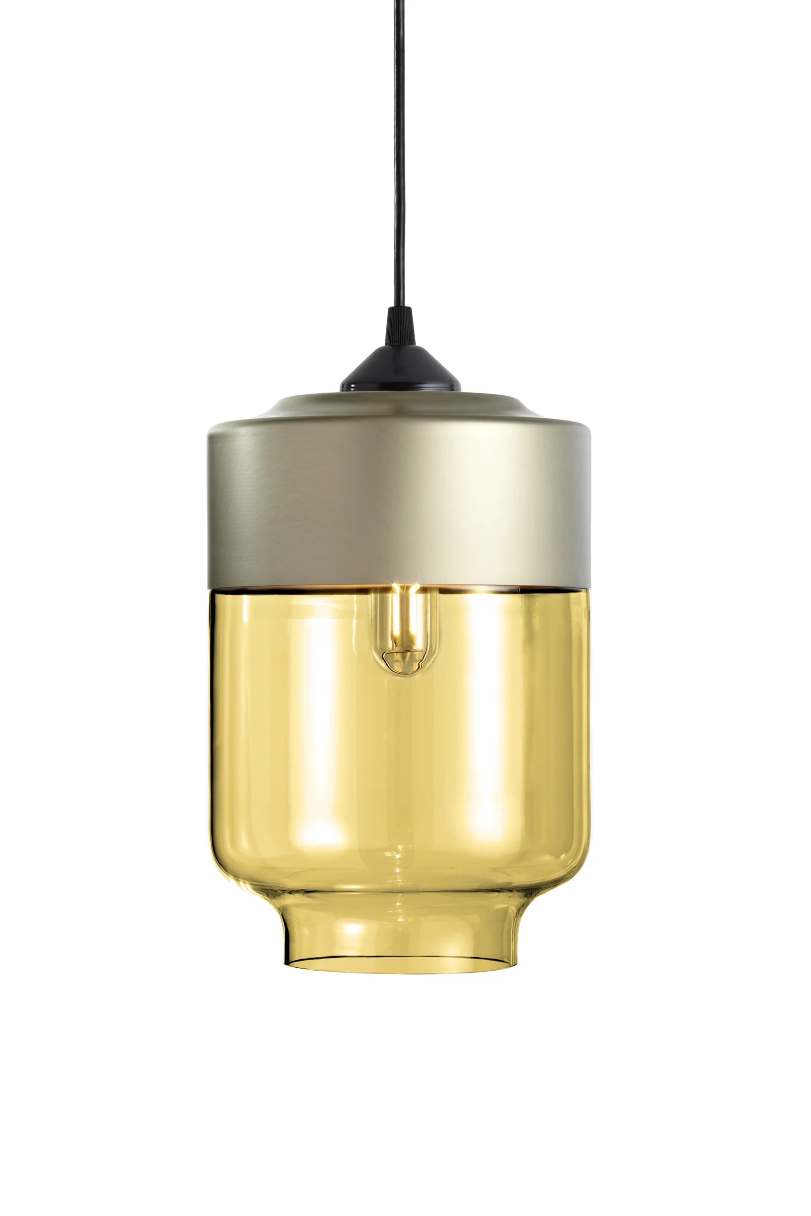 Canister in Olive Glass and Champagne Mount