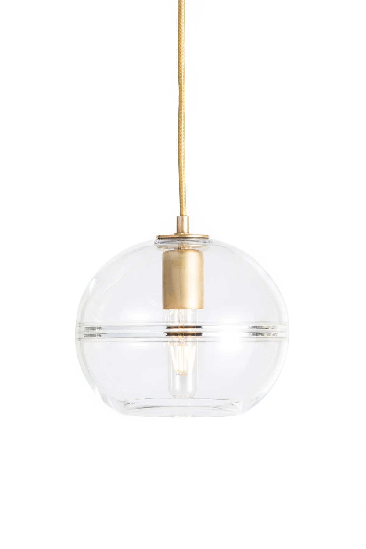 Halo Globe in Crystal Glass and Brass Metal Finish