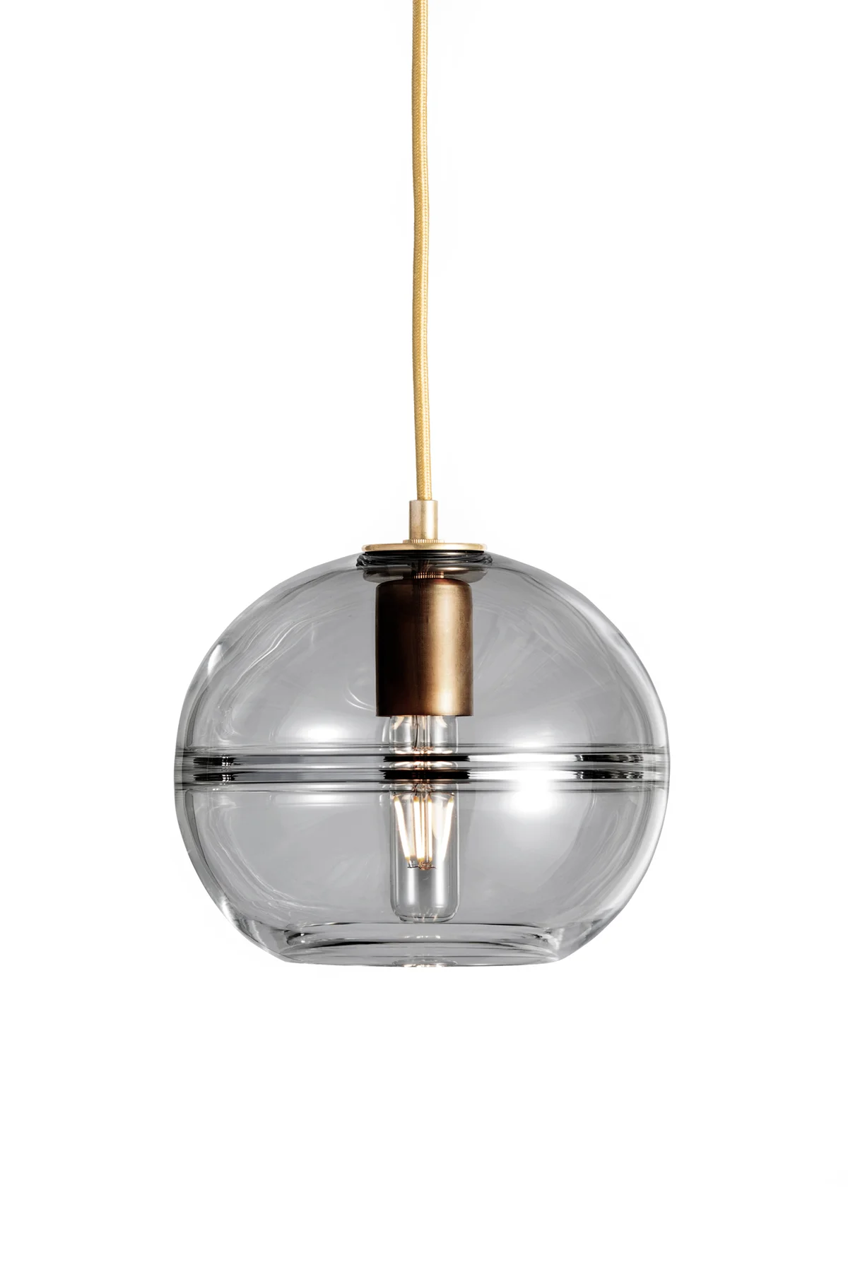 Halo Globe in Olive Glass and Brass Metal Finish