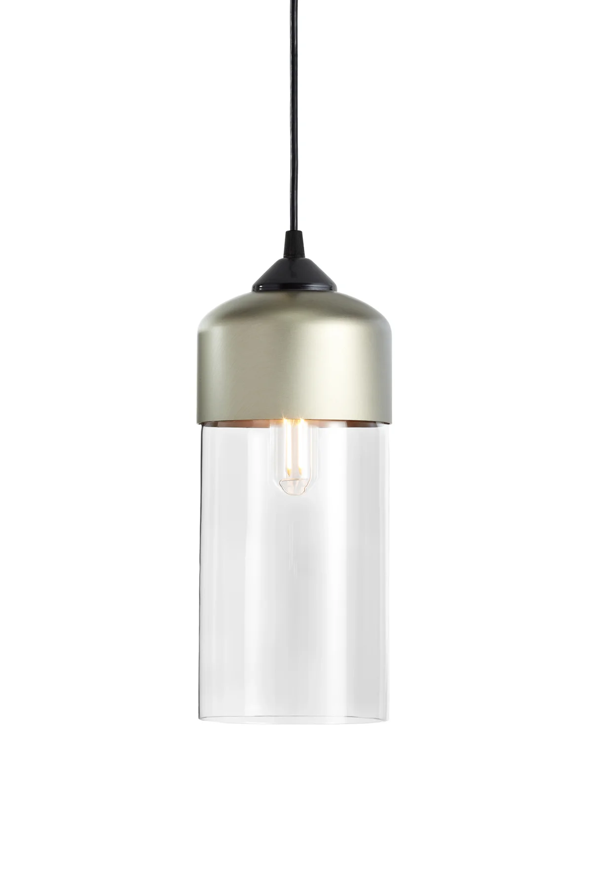 Parallel Cylinder in Crystal Glass and Champagne Metal Finish