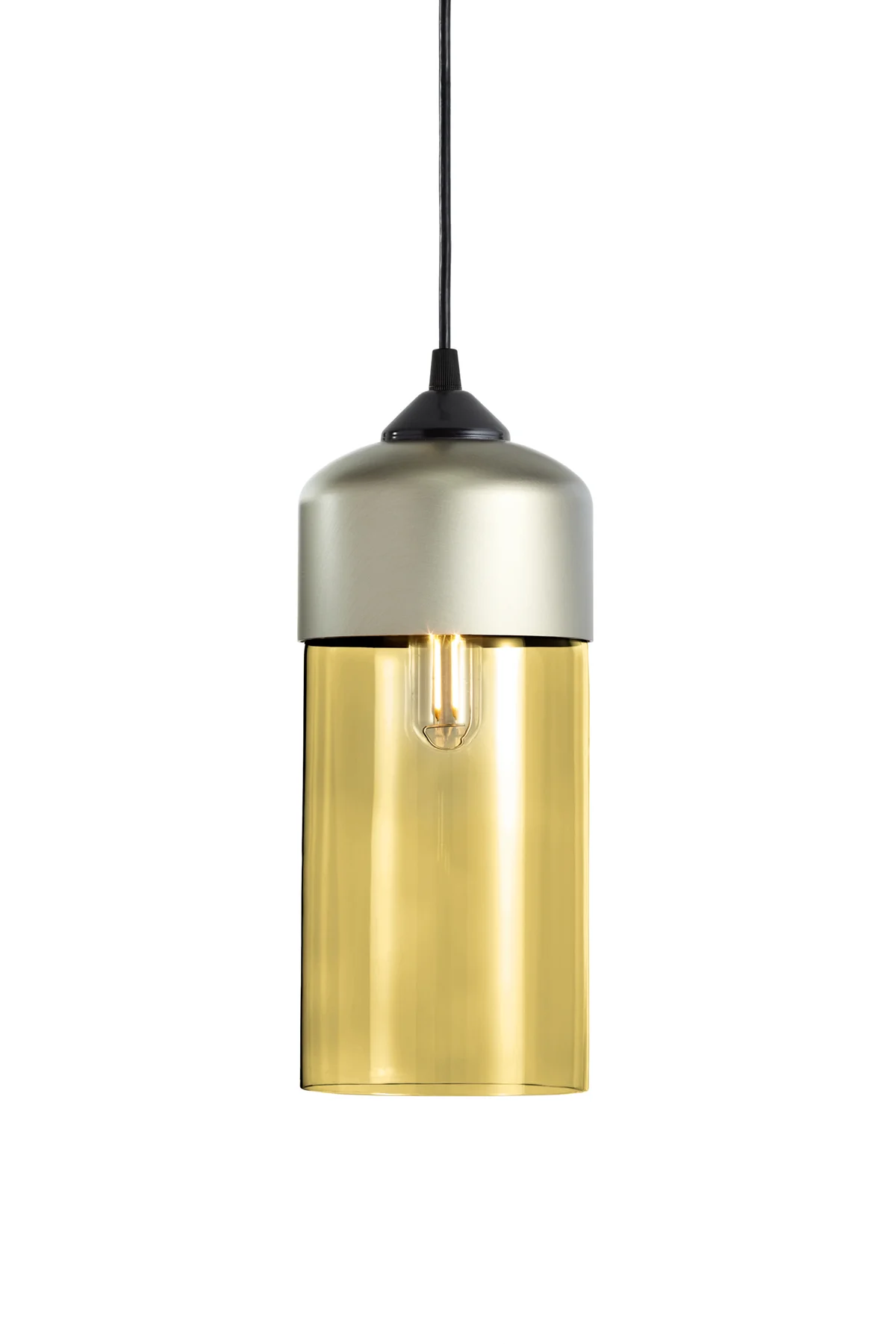 Parallel Cylinder in Olive Glass and Champagne Metal Finish