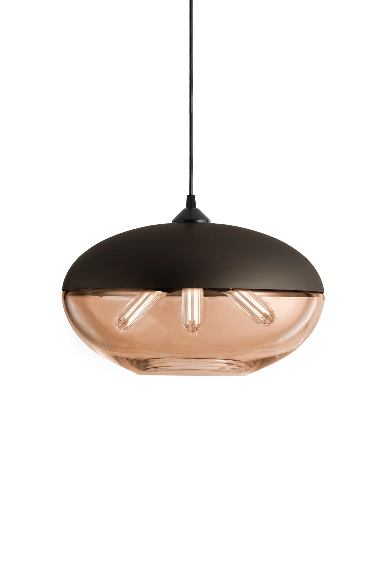 Parallel Orb in Tea Glass and Dark Bronze Metal Finish