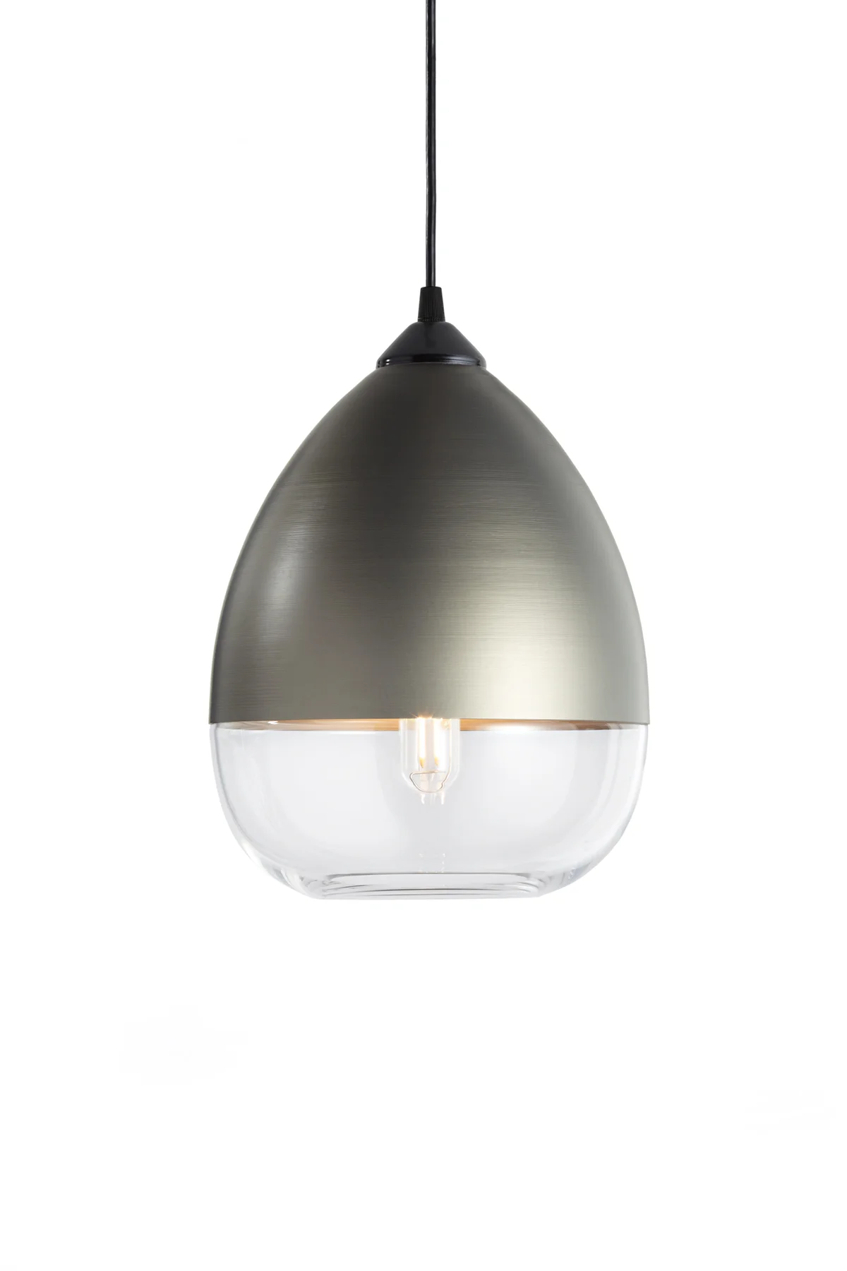 Parallel Teardrop in Crystal Glass and Champagne Metal Finish