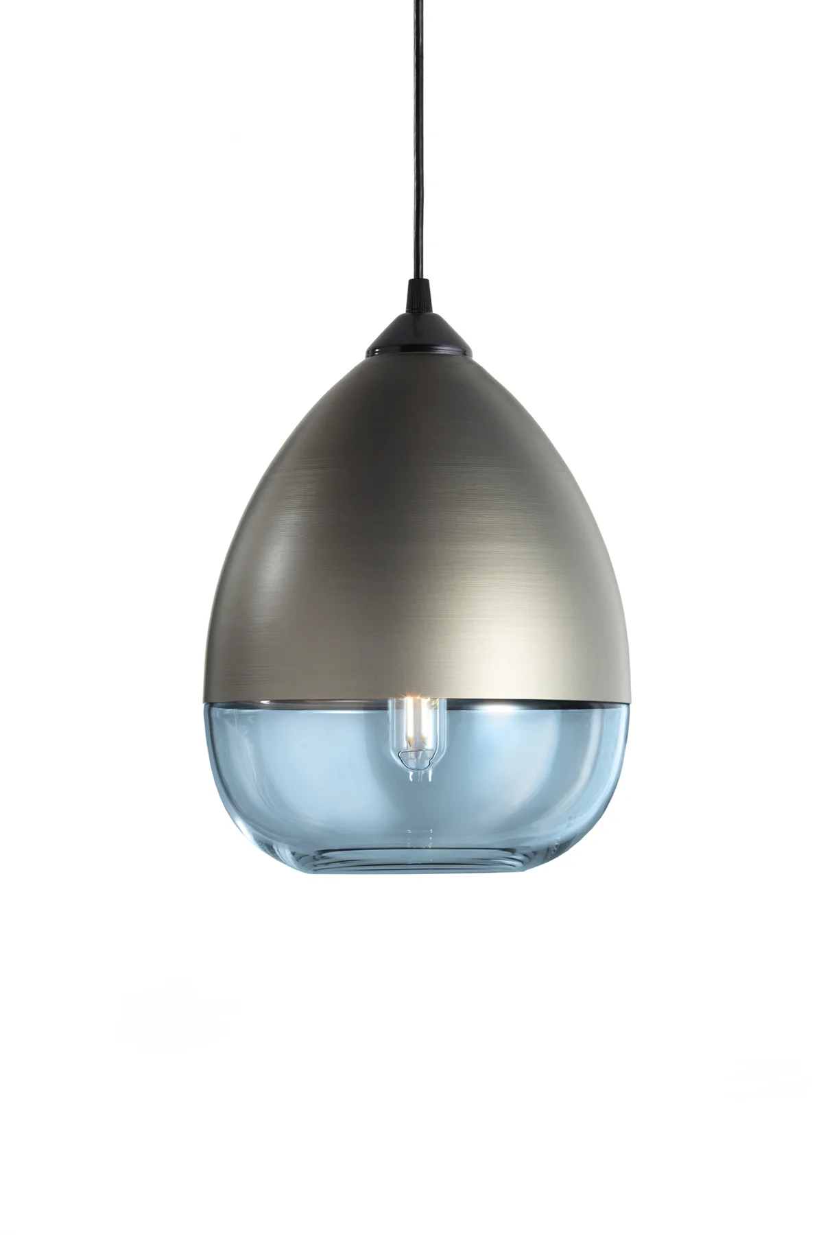 Parallel Teardrop in Sapphire Glass and Champagne Metal Finish