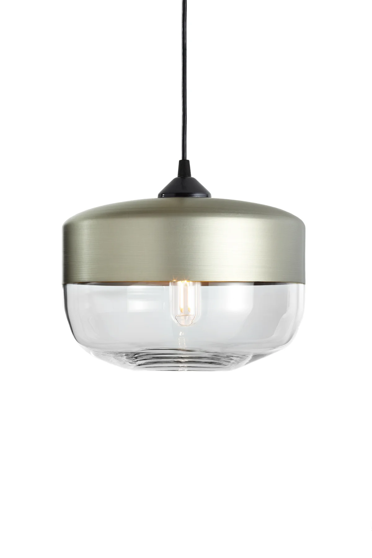 Parallel Wide Cylinder in Crystal Glass and Champagne Metal Finish